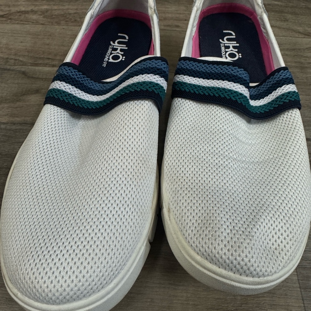 RYKA HAZE Surround Fit Slip-On Sneaker White Mesh/leather Striped Strap Sz 8.5 M - Picture 6 of 7